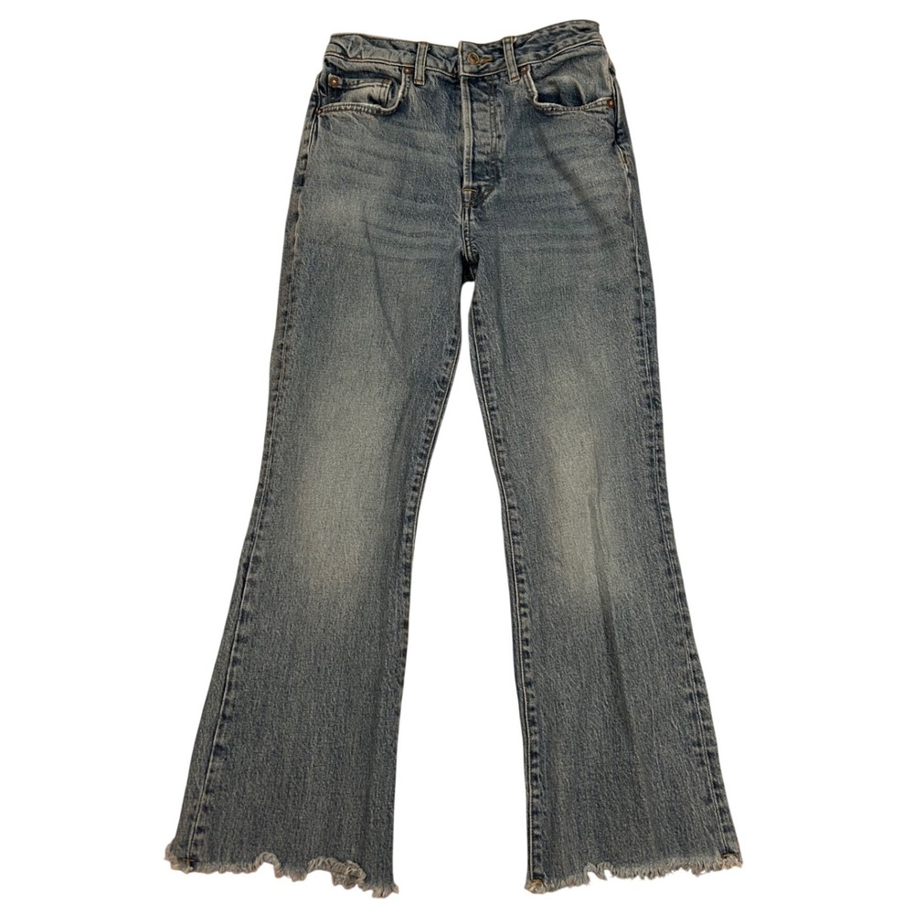 Free People Womens High Rise Straight Leg Jeans Distressed Blue Denim 25' Casual